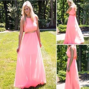 Hot pink floor length maxi dress